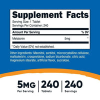 Nutricost Melatonin 5mg, 240 Fast Dissolve Tablets - Non-GMO, Gluten Free Supplement EasyOptionXY LLC
