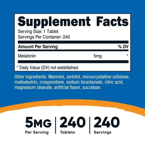 Nutricost Melatonin 5mg, 240 Fast Dissolve Tablets - Non-GMO, Gluten Free Supplement EasyOptionXY LLC