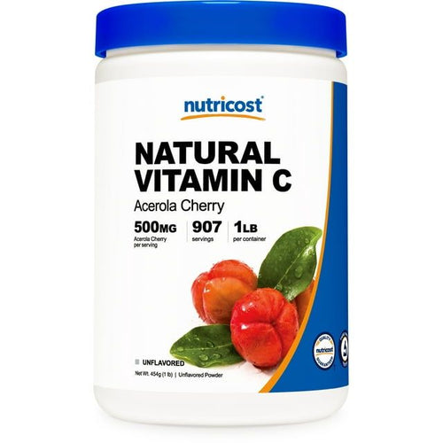 Nutricost Natural Vitamin C - Acerola Cherry Powder 1LB - Gluten Free & Non-GMO EasyOptionXY LLC