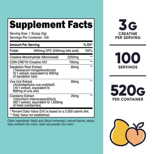 Nutricost Creatine Monohydrate Powder for Women Peach Mango, 100 Servings, Supplement EasyOptionXY LLC