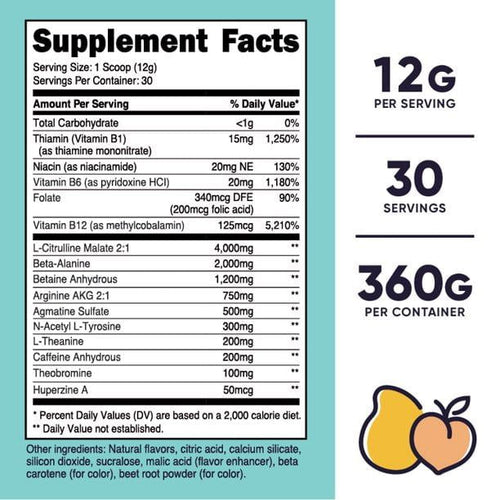 Nutricost Pre-Workout Supplement Powder for Women, Peach Mango, 30 Servings EasyOptionXY LLC