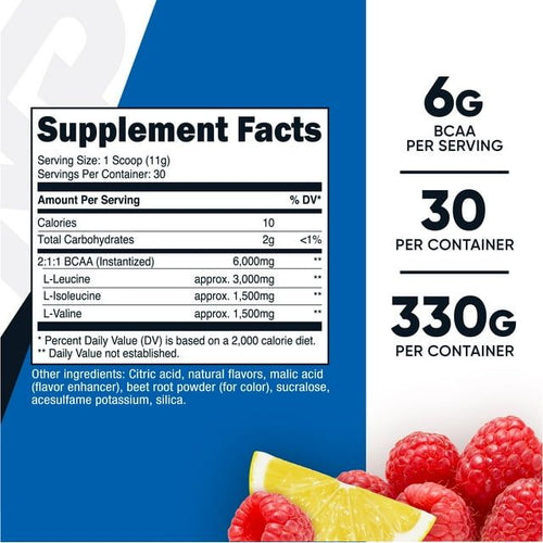 Nutricost BCAA Powder- 2:1:1 - (Raspberry Lemonade) 30 Servings - Amino Acids EasyOptionXY LLC