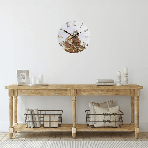 Northlight 12" Roman Numeral Battery Operated Round Wall Clock with Train Design EasyOptionXY LLC