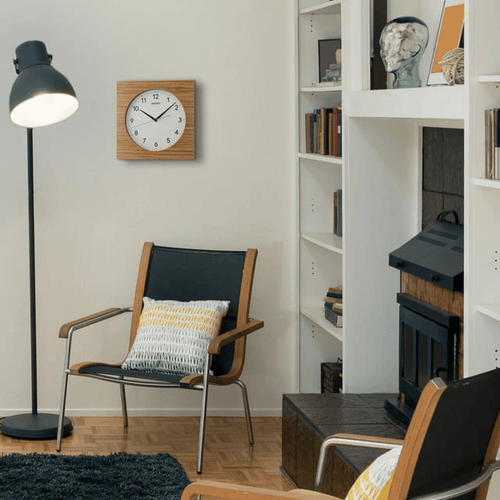 Seiko 12" Square Wooden Brown Dylan Wall Clock, Analog, Quartz QXA766BLH EasyOptionXY LLC