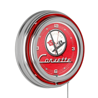 Corvette C1 Neon Clock - 14 inch Diameter - Red EasyOptionXY LLC