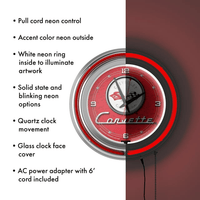 Corvette C1 Neon Clock - 14 inch Diameter - Red EasyOptionXY LLC