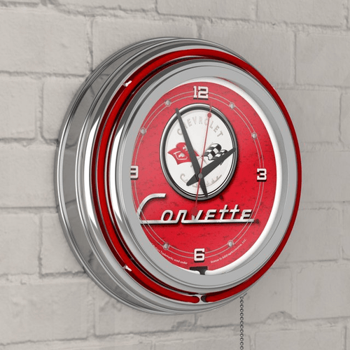 Corvette C1 Neon Clock - 14 inch Diameter - Red EasyOptionXY LLC