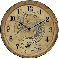 Taylor 14 inch Poly Resin Wine Time Clock with Thermometer EasyOptionXY LLC
