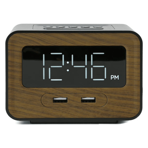 Lumoday Dual USB Charging Station Digital Alarm Clock (Black/Wood) EasyOptionXY LLC
