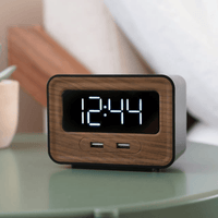 Lumoday Dual USB Charging Station Digital Alarm Clock (Black/Wood) EasyOptionXY LLC