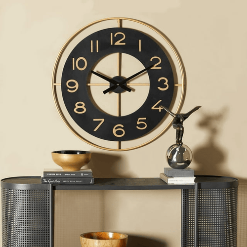 DecMode 28" Gold Metal Wall Clock with Gold accents EasyOptionXY LLC