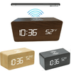 Zunammy Wooden Finish Alarm clock with Wireless Charging (Qi Charging Pads) for phone - Black EasyOptionXY LLC