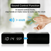 Zunammy Wooden Finish Alarm clock with Wireless Charging (Qi Charging Pads) for phone - Black EasyOptionXY LLC