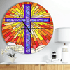 Designart 'Holy Cross Stained Glass Style ' Rustic wall clock(Size 23" x 23") EasyOptionXY LLC