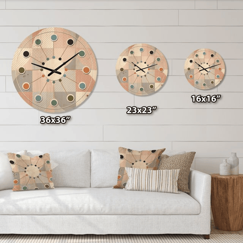 Designart 'Geometric Round Textured Pattern' Mid-Century Modern Wood Wall Clock(Size 16" x 16") EasyOptionXY LLC