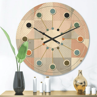 Designart 'Geometric Round Textured Pattern' Mid-Century Modern Wood Wall Clock(Size 16" x 16") EasyOptionXY LLC