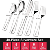 Silverware Sets, 30 Pieces Stainless Steel Flatware Set, Utensils Set Service for 6, Tableware Cutlery Set for Home and Restaurant, Knives Forks Spoons, Mirror Polished, Dishwasher Safe, Silver EasyOptionXY LLC