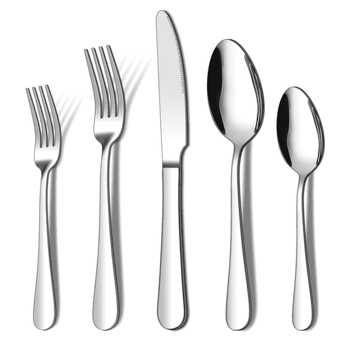 20 Piece Heavy Duty Silverware Set, ENLOY Stainless Steel Solid Flatware Cutlery for 4, Modern & Elegant Design, High Quality Gift EasyOptionXY LLC