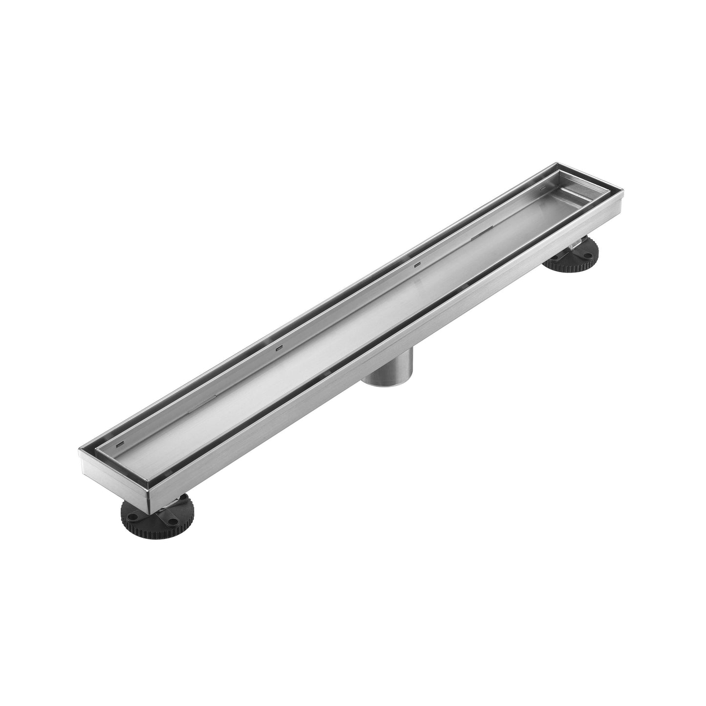 Linear Shower Drain 24" Comes with Tiled Stealth and 304 Stainless Steel Brushed Polished 2 in 1 Panels, Tile Insert Shower Drain, Equipped with Adjustableft,Hair Filters