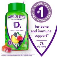 Vitafusion Vitamin D3 Gummy Vitamins; Peach; Blackberry and Strawberry Flavored; 150 Count EasyOptionXY LLC