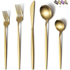 Just Houseware Matte Gold Silverware, Stainless Steel, Flatware Set, Titanium Plating Cutlery Set of 20 Pieces (4 Dinner Knives, 4 Dinner Forks, 4 Dinner Spoons, 4 Teaspoons, 4 Salad Forks) EasyOptionXY LLC