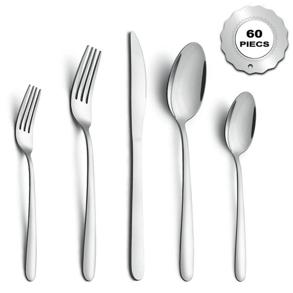 Bestdin Silverware Set, 60 Pieces Stainless Steel Flatware Set for 12, Include Fork Knife Spoon Set, Mirror Polished, Dishwasher Safe, Cutlery Set for Home Kitchen Restaurant EasyOptionXY LLC