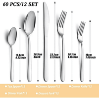 Bestdin Silverware Set, 60 Pieces Stainless Steel Flatware Set for 12, Include Fork Knife Spoon Set, Mirror Polished, Dishwasher Safe, Cutlery Set for Home Kitchen Restaurant EasyOptionXY LLC