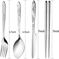Arroyner 3 Pack Portable Travel Flatware Set, Reusable Silverware Knife Fork Spoon Chopsticks Utensils, Stainless Steel Camping Cutlery for School Outdoor Picnic EasyOptionXY LLC