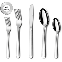 Bestdin Silverware Set for 8, 40 Pieces Stainless Steel Flatware Set, Include Fork Knife Spoon Set, Mirror Polished, Dishwasher Safe, Tableware Cutlery Set for Home Kitchen Restaurant Hotel EasyOptionXY LLC