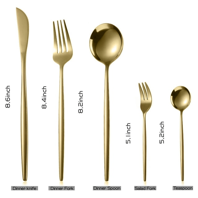 Silverware Sets,30 Pieces Stainless Steel Utensils with Knives Spoons and Forks,Flatware Cutlery Silverware for Kitchen,Gold EasyOptionXY LLC