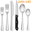 24 Piece Silverware Set with Steak Knives, Stainless Steel Flatware Set, Cutlery Set Service for 4, Mirror Polished Utensils Set, Forks and Spoons Silverware Set, Dishwasher Safe EasyOptionXY LLC