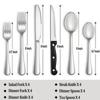 24 Piece Silverware Set with Steak Knives, Stainless Steel Flatware Set, Cutlery Set Service for 4, Mirror Polished Utensils Set, Forks and Spoons Silverware Set, Dishwasher Safe EasyOptionXY LLC