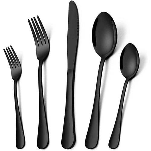 Black Silverware Set, Vesteel 20 Piece Stainless Steel Flatware Cutlery Set for 4, Mirror Finish, Dishwasher Safe EasyOptionXY LLC