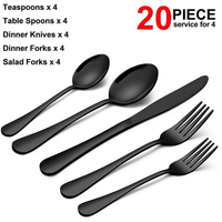 Black Silverware Set, Vesteel 20 Piece Stainless Steel Flatware Cutlery Set for 4, Mirror Finish, Dishwasher Safe EasyOptionXY LLC