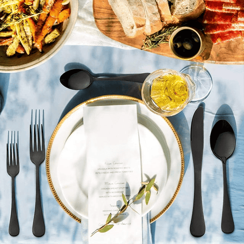 Black Silverware Set, Vesteel 20 Piece Stainless Steel Flatware Cutlery Set for 4, Mirror Finish, Dishwasher Safe EasyOptionXY LLC