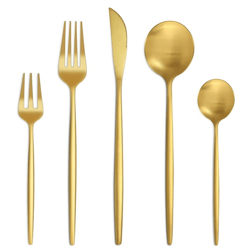 Bestdin Silverware Set, 20-Piece Stainless Steel Flatware Set, Tableware Cutlery Set Service for 4, Utensils for Kitchens, Dishwasher Safe, Glod EasyOptionXY LLC