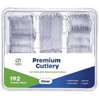 Comfy Package Premium Plastic Silverware Heavy Duty Disposable Cutlery Set, 192-Pack Clear EasyOptionXY LLC