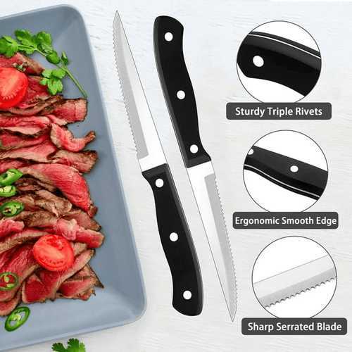 Walchoice 53-Piece Silverware Set with Serving Utensils, Elegant Metal Tableware Plus Steak Knives, Stainless Steel Flatware Cutlery Set Service for 8 - Scalloped Edge EasyOptionXY LLC