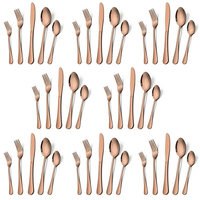 Vesteel 40 Piece Copper Silverware Flatware Set for 8, Stainless Steel Eating Utensils Cutlery Tableware Includes Knives/Spoons/Forks EasyOptionXY LLC