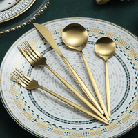 Just Houseware Silverware Sets 40 Pieces, Stainless Steel Flatware Sets, Titanium Plating Cutlery Set, Matte Gold Utensil Sets, Service Set for 8 (Matte Gold) EasyOptionXY LLC
