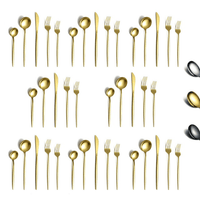 ReaNea Gold Silverware Set 40 Pieces, Stainless Steel Flatware Set, Titanium Gold Plating Cutlery Set Utensil Sets Service for 8 EasyOptionXY LLC