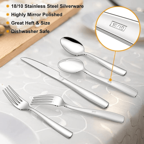 Vesteel 18/10 Stainless Steel Silverware Set, 60-Piece Fancy Flatware Cutlery Set for 12, Heavy Duty Eating Utensils Tableware Set for Home Restaurant Wedding, Mirror Polished, Dishwasher Safe EasyOptionXY LLC