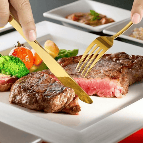 Silverware Set, 30 Piece Flatware Cutlery Set , Stainless Steel Silverware Mirror Polished Dishwasher Safe for Home, Restaurant, Wedding, Party(Golden, 30 pieces for 6) EasyOptionXY LLC