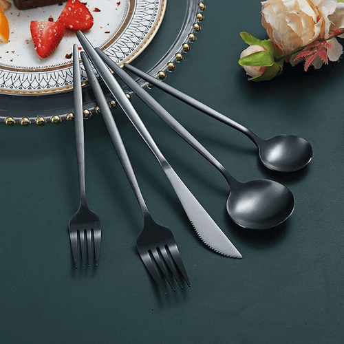 ReaNea Black Silverware Set 40 Pieces, Stainless Steel Flatware Set, Titanium Black Plating Cutlery Set Utensil Sets Service for 8 EasyOptionXY LLC