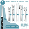 Vesteel 24 Pieces Silverware Set with Steak Knives, Stainless Steel Flatware Cutlery Set Service for 4, Mirror Finish and Dishwasher Safe EasyOptionXY LLC