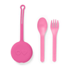 OmieBox OmiePod Kids Utensils Set with Case - 2 Piece Plastic, Reusable Fork and Spoon Silverware with Pod for Kids, Travel, Lunch Boxes - Bubble Pink EasyOptionXY LLC