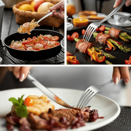 Walchoice 40 Piece Heavy Duty Stainless Steel Silverware Set, Elegant Flatware Cutlery Set for 8, Metal Eating Tableware Includes Forks/Spoons/Knives EasyOptionXY LLC