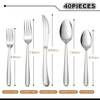 Walchoice 40 Piece Heavy Duty Stainless Steel Silverware Set, Elegant Flatware Cutlery Set for 8, Metal Eating Tableware Includes Forks/Spoons/Knives EasyOptionXY LLC