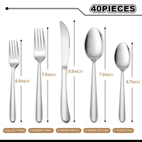Walchoice 40 Piece Heavy Duty Stainless Steel Silverware Set, Elegant Flatware Cutlery Set for 8, Metal Eating Tableware Includes Forks/Spoons/Knives EasyOptionXY LLC