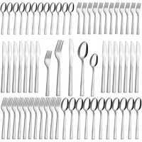 Bestdin Silverware Set for 12, 60 Pieces Stainless Steel Flatware Set, Include Fork Knife Spoon Set, Mirror Polished, Dishwasher Safe, Square Tableware Cutlery Set for Home Kitchen Restaurant EasyOptionXY LLC